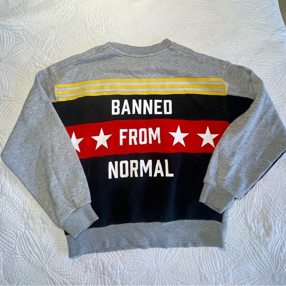 Adidas X Rita Ora Banned from Normal Gray Sweater with Gold Logo Preppy Lounge - Picture 2 of 3